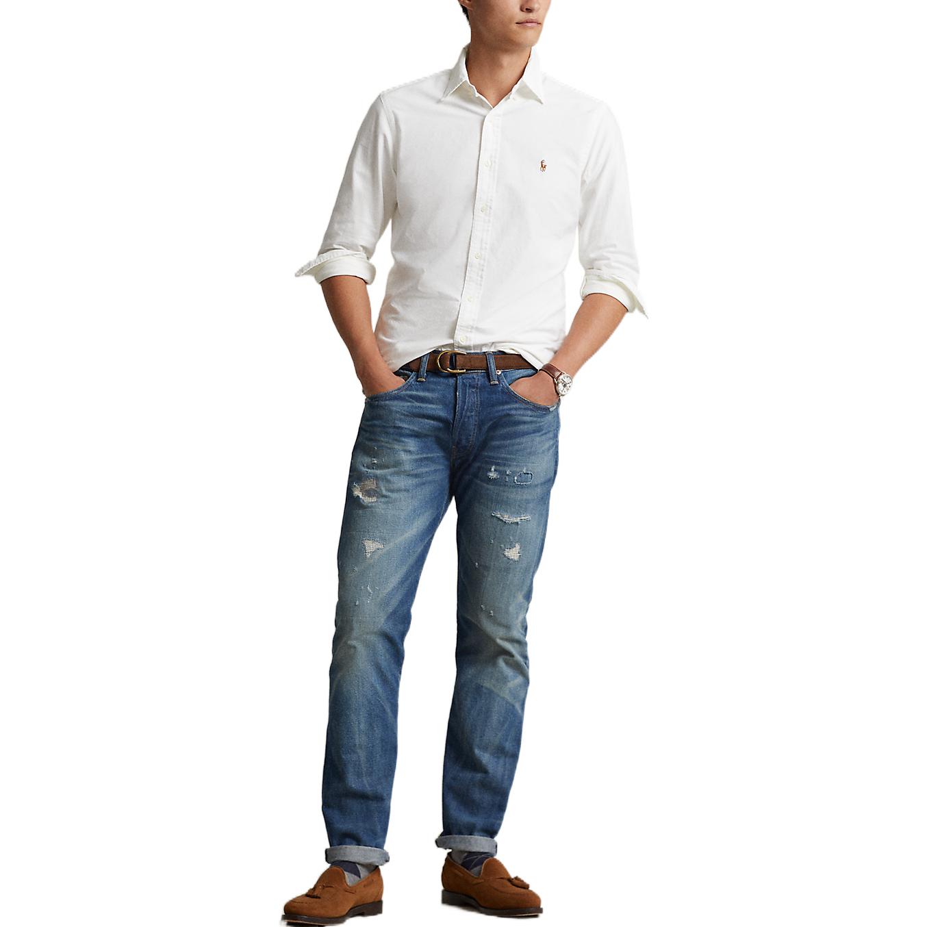 Polo Ralph Lauren FW22 White Button-Up Shirt with Logo Embroidery for Men. MNBLWOVM2G10122-E86 圖 4