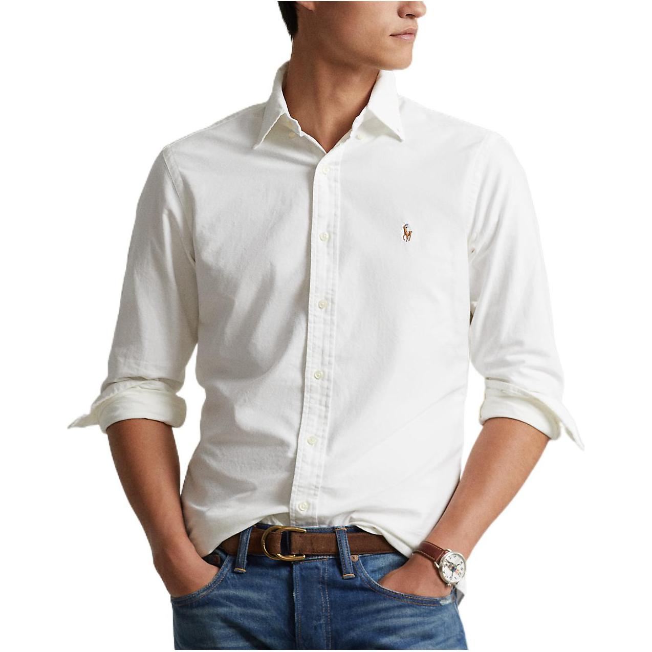 Polo Ralph Lauren FW22 White Button-Up Shirt with Logo Embroidery for Men. MNBLWOVM2G10122-E86 圖 5