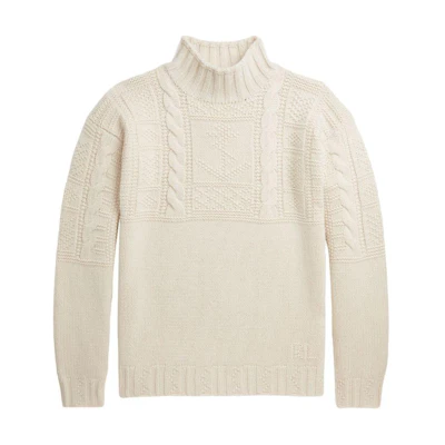 Polo Ralph Lauren FW23 Beige Solid Color Knit Turtleneck Sweater 710A30463-001
