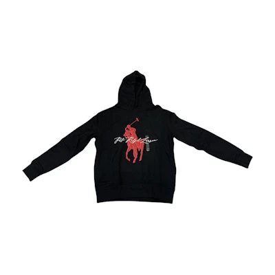 Polo Ralph Lauren FW23 Black Hooded Pullover Long Sleeve Sweatshirt. 710871367-006