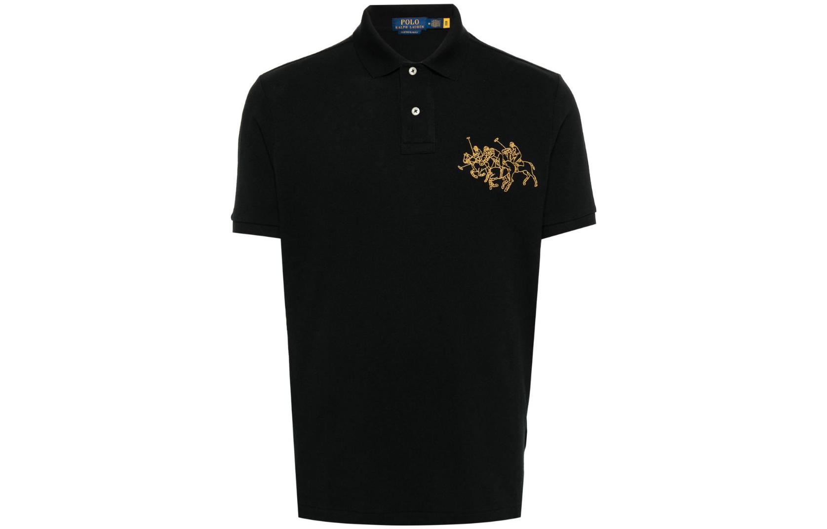 Polo Ralph Lauren FW23  Black Logo Embroidered Short Sleeve Polo Shirt 710926121-001