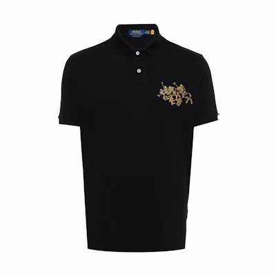 Polo Ralph Lauren FW23 Black Logo Embroidered Short Sleeve Polo Shirt 710926121-001