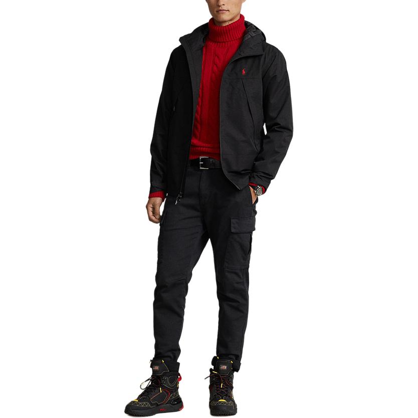 Purchase Polo Ralph Lauren FW23 黑色防水連帽外套 刺繡標誌款式。 MNPOOTW16021193-001