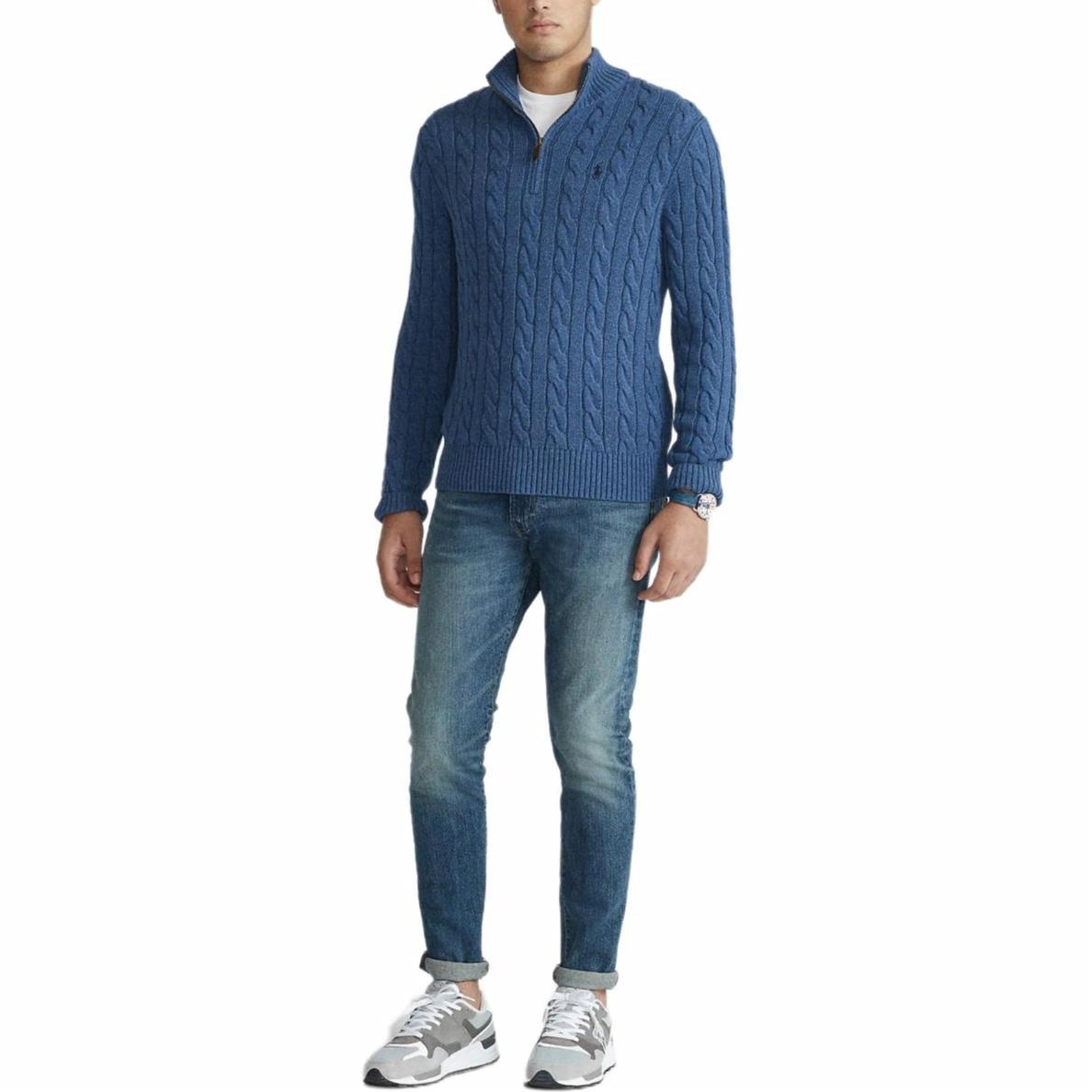 Polo Ralph Lauren FW23  Blue Half-Zip Knit Sweater with Embroidered Logo. MNPOSWE16820504-400 圖 3