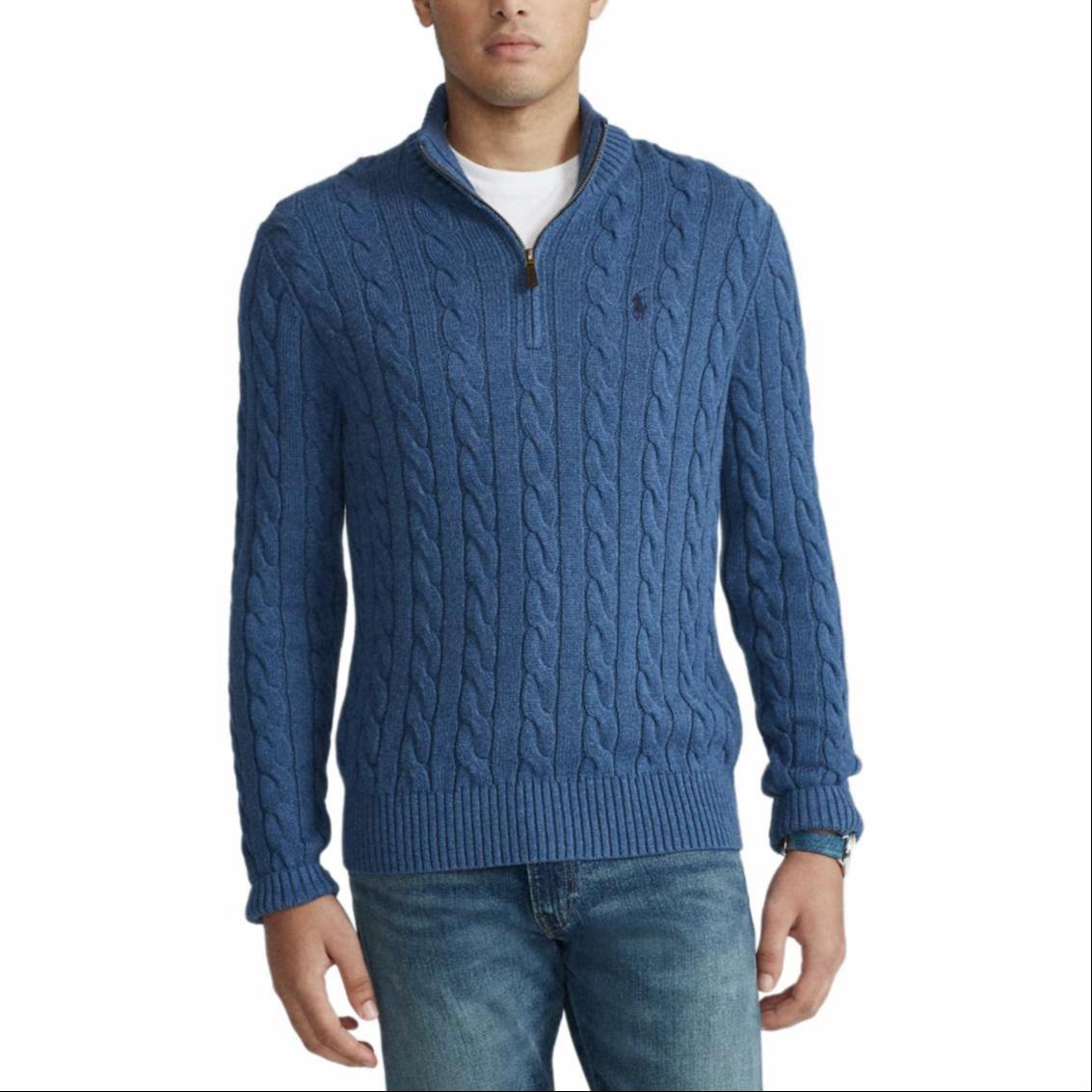 Polo Ralph Lauren FW23  Blue Half-Zip Knit Sweater with Embroidered Logo. MNPOSWE16820504-400 圖 4