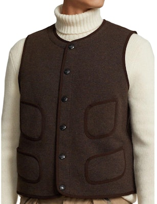 Polo Ralph Lauren FW23 棕色羊羔绒单排扣休闲马甲 710926993001 Details for Polo Ralph Lauren FW23 棕色羊羔绒单排扣休闲马甲 710926993001