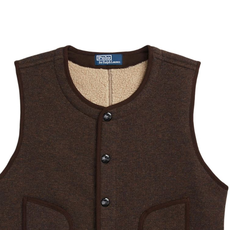 Cheap Polo Ralph Lauren FW23 棕色羊羔绒单排扣休闲马甲 710926993001
