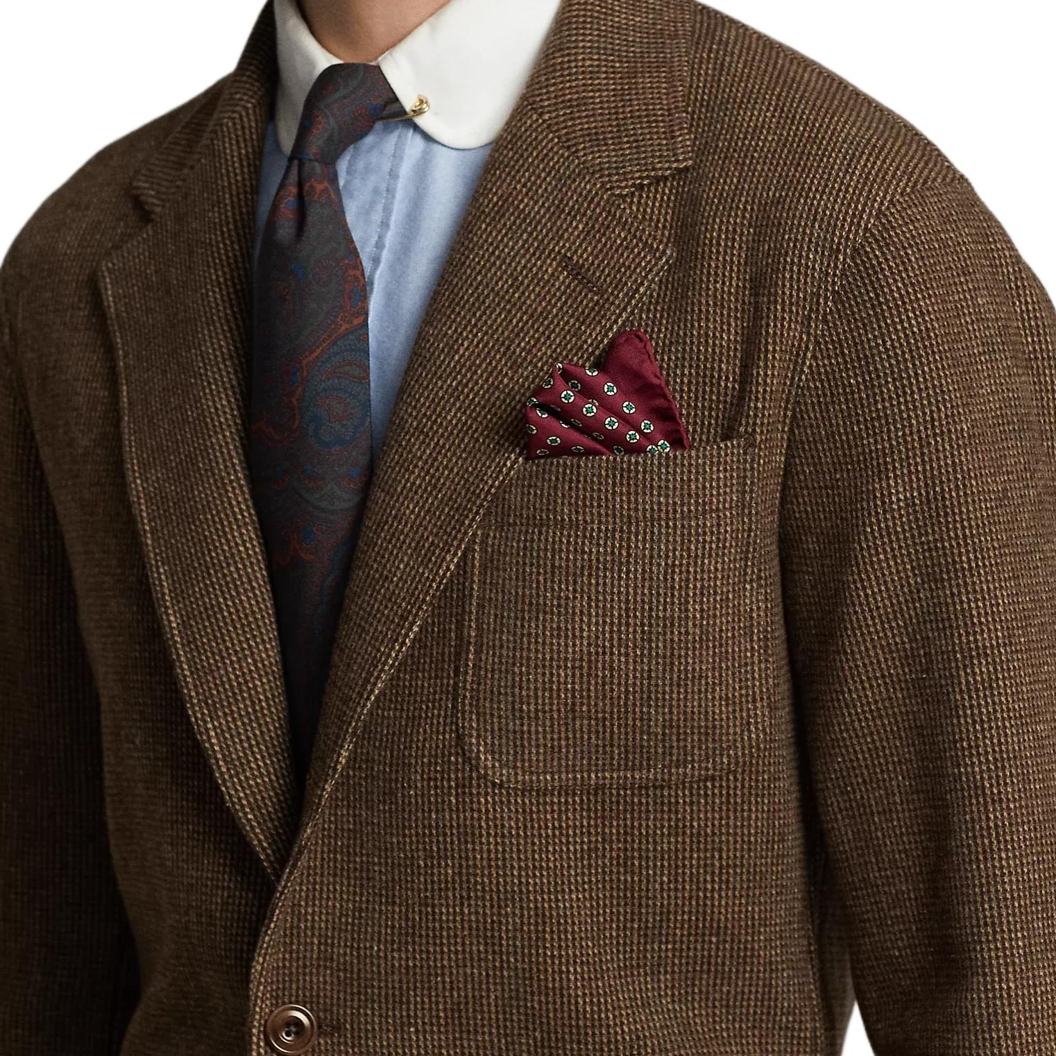 Purchase Polo Ralph Lauren FW23 棕色羊毛混纺粗花呢三扣西装外套 MNPOSPC27620325-200