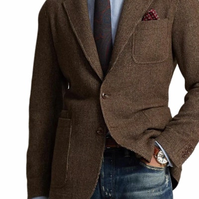 Polo Ralph Lauren FW23 棕色羊毛混纺粗花呢三扣西装外套 MNPOSPC27620325-200 Details for Polo Ralph Lauren FW23 棕色羊毛混纺粗花呢三扣西装外套 MNPOSPC27620325-200