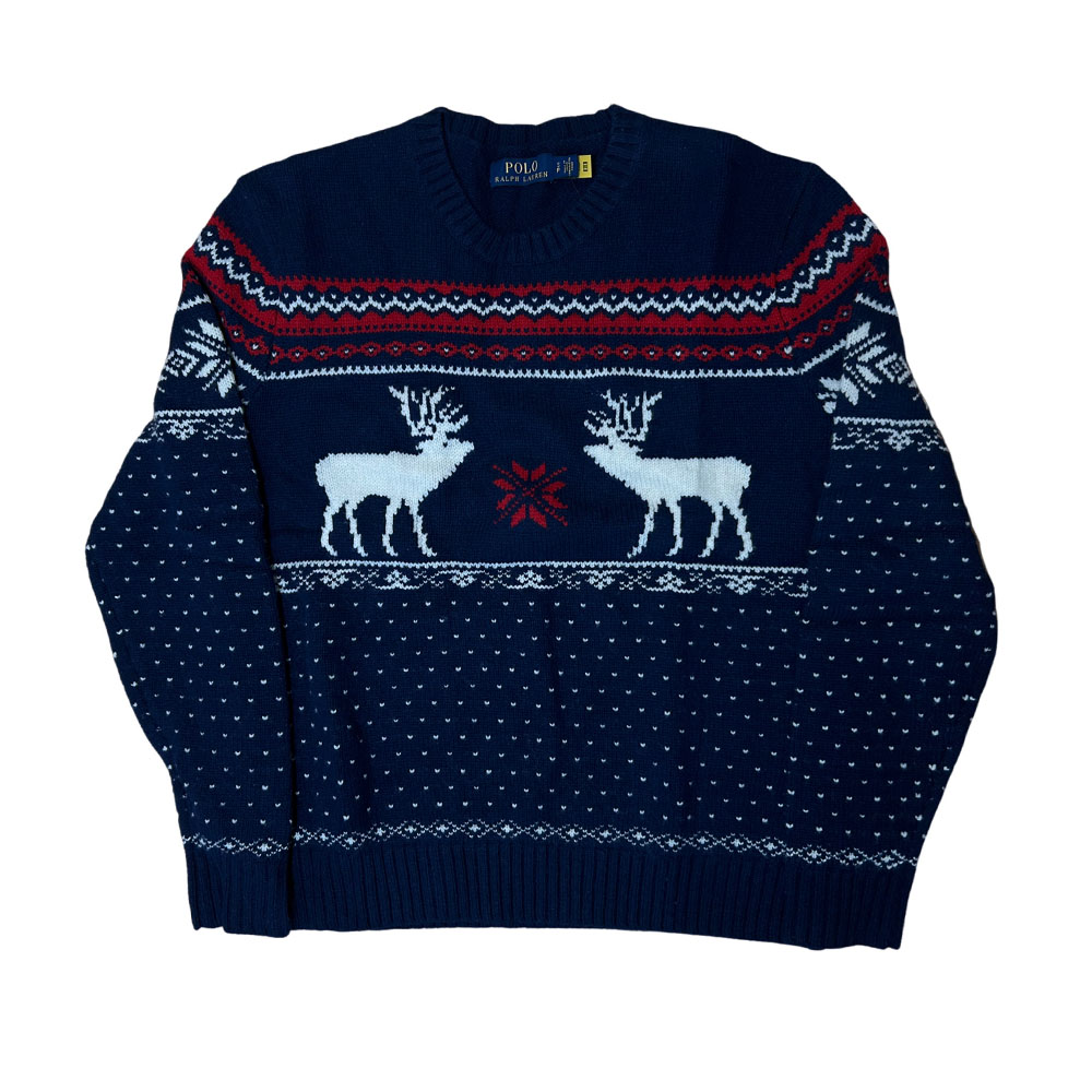 Polo Ralph Lauren FW23  Christmas Reindeer Wool Sweater - Navy Blue. 710858358-001 圖 2