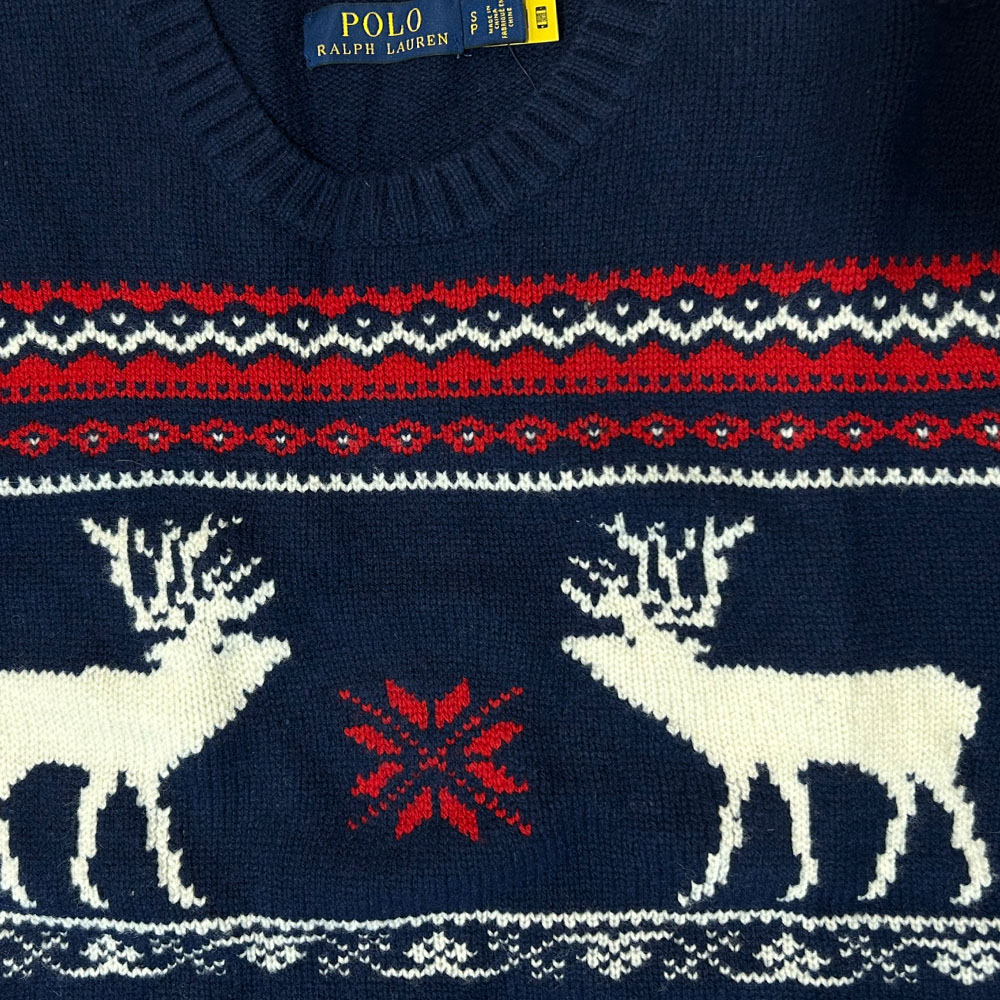 Polo Ralph Lauren FW23  Christmas Reindeer Wool Sweater - Navy Blue. 710858358-001 圖 4