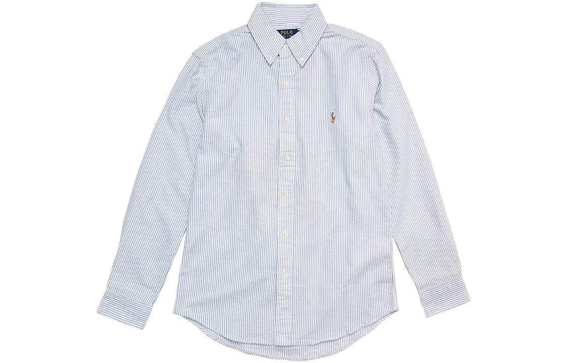 Polo Ralph Lauren FW23  Color-Block Striped Long-Sleeve Shirt Blue 710615871-001