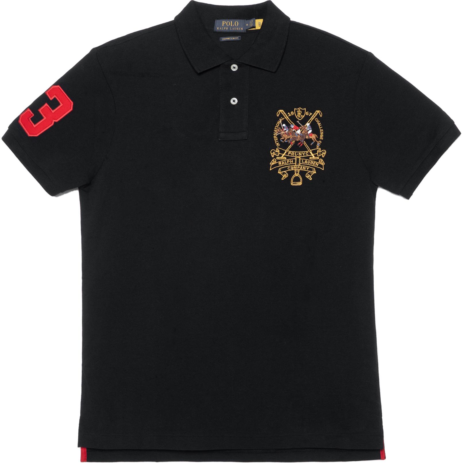 Polo Ralph Lauren FW23  Embroidered Logo Casual Polo Shirt Black. 710807546-001