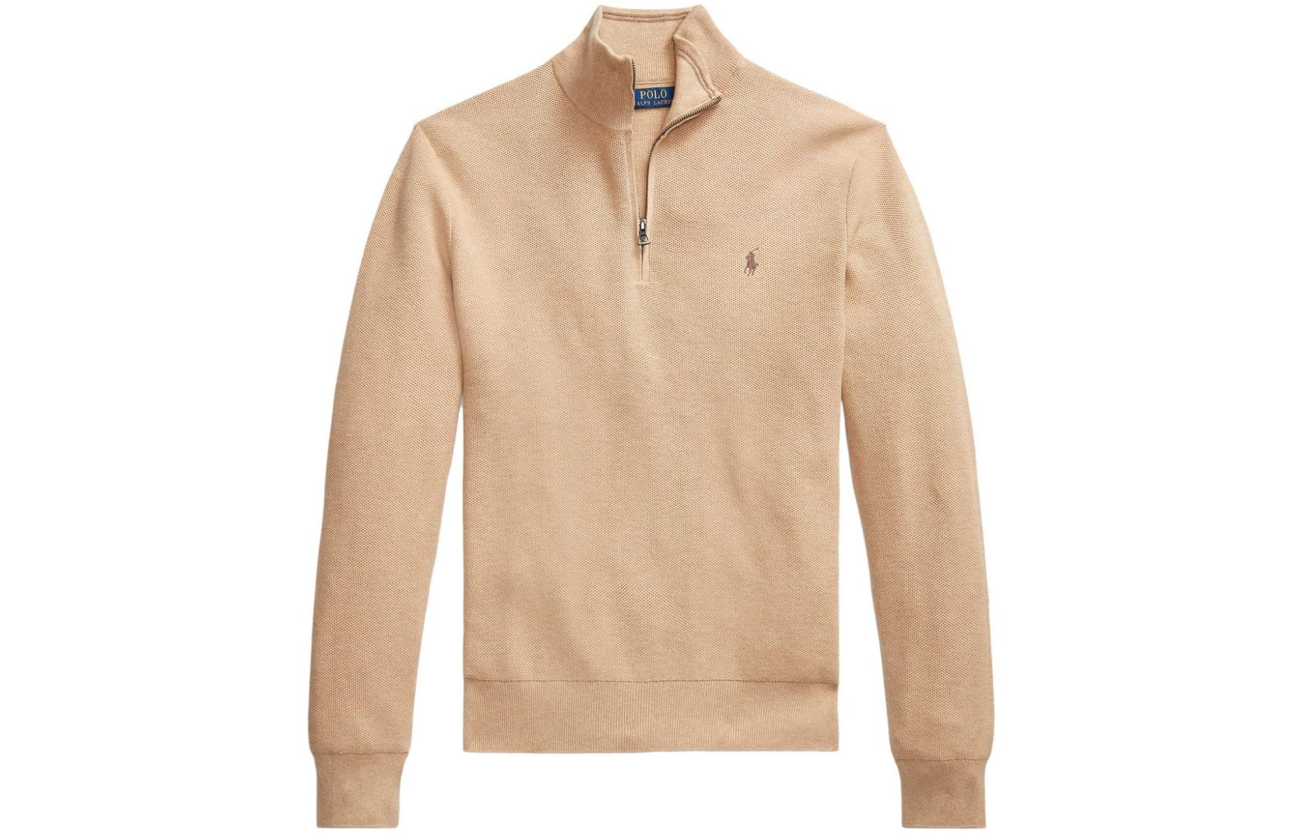 Polo Ralph Lauren FW23  Embroidered Logo Knit Turtleneck Sweater Light Brown 710932304-500