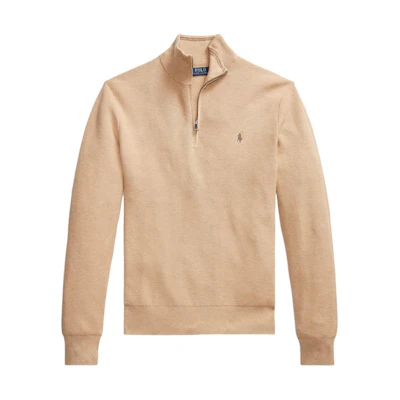 Polo Ralph Lauren FW23 Embroidered Logo Knit Turtleneck Sweater Light Brown 710932304-500
