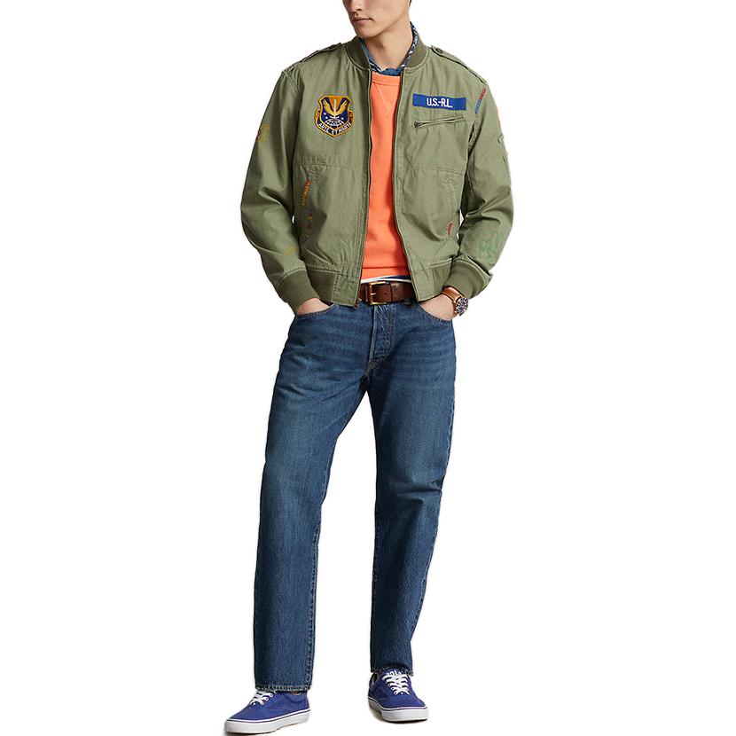 Lookbook Polo Ralph Lauren FW23 綠色字母貼布拉鏈外套. MNPOOTW16021152-300