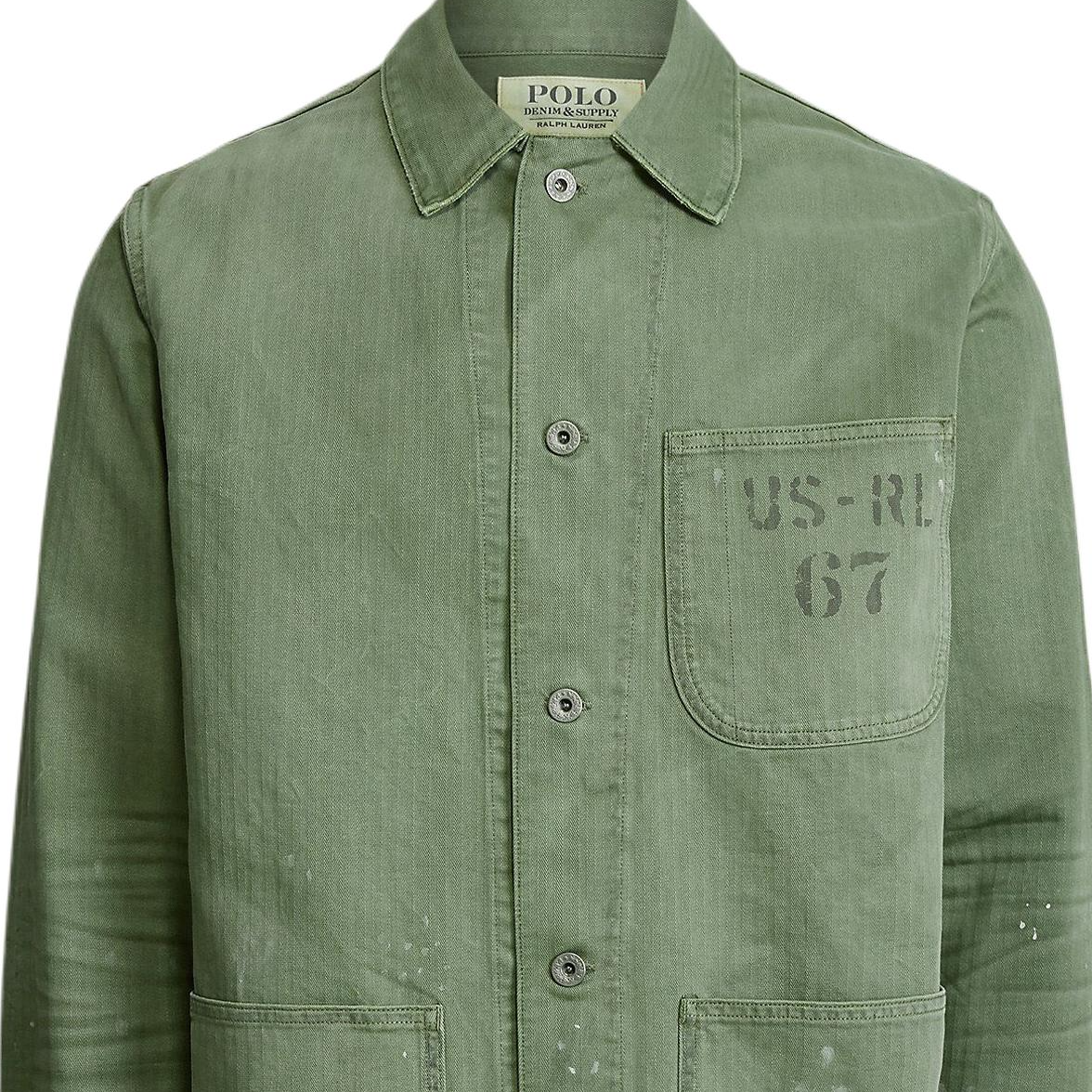 Purchase Polo Ralph Lauren FW23 Jaket Herringbone Lengan Panjang Warna Hijau Olive. MNPOOTW16020752-300