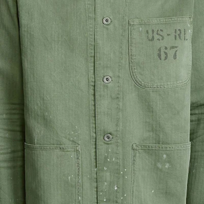 Polo Ralph Lauren FW23 Jaket Herringbone Lengan Panjang Warna Hijau Olive. MNPOOTW16020752-300 Details for Polo Ralph Lauren FW23 Jaket Herringbone Lengan Panjang Warna Hijau Olive. MNPOOTW16020752-300