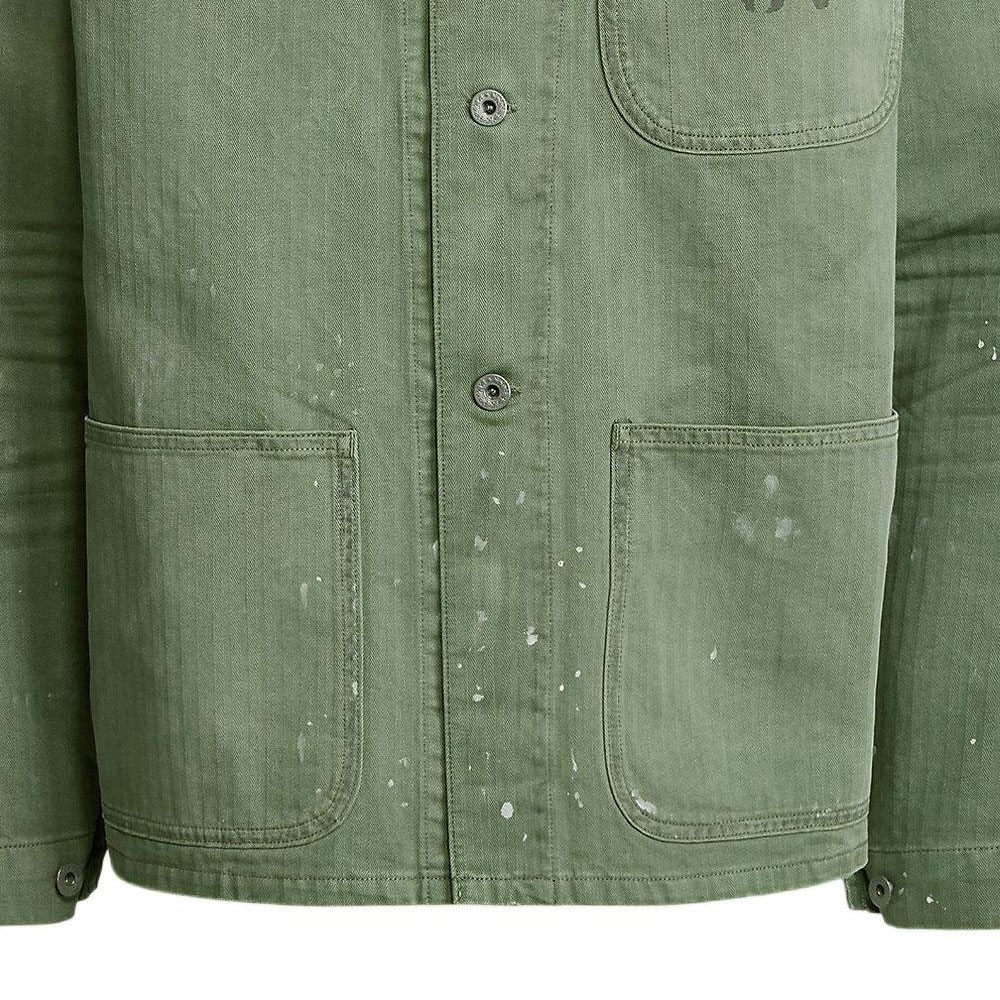 Sizing Polo Ralph Lauren FW23 Jaket Herringbone Lengan Panjang Warna Hijau Olive. MNPOOTW16020752-300