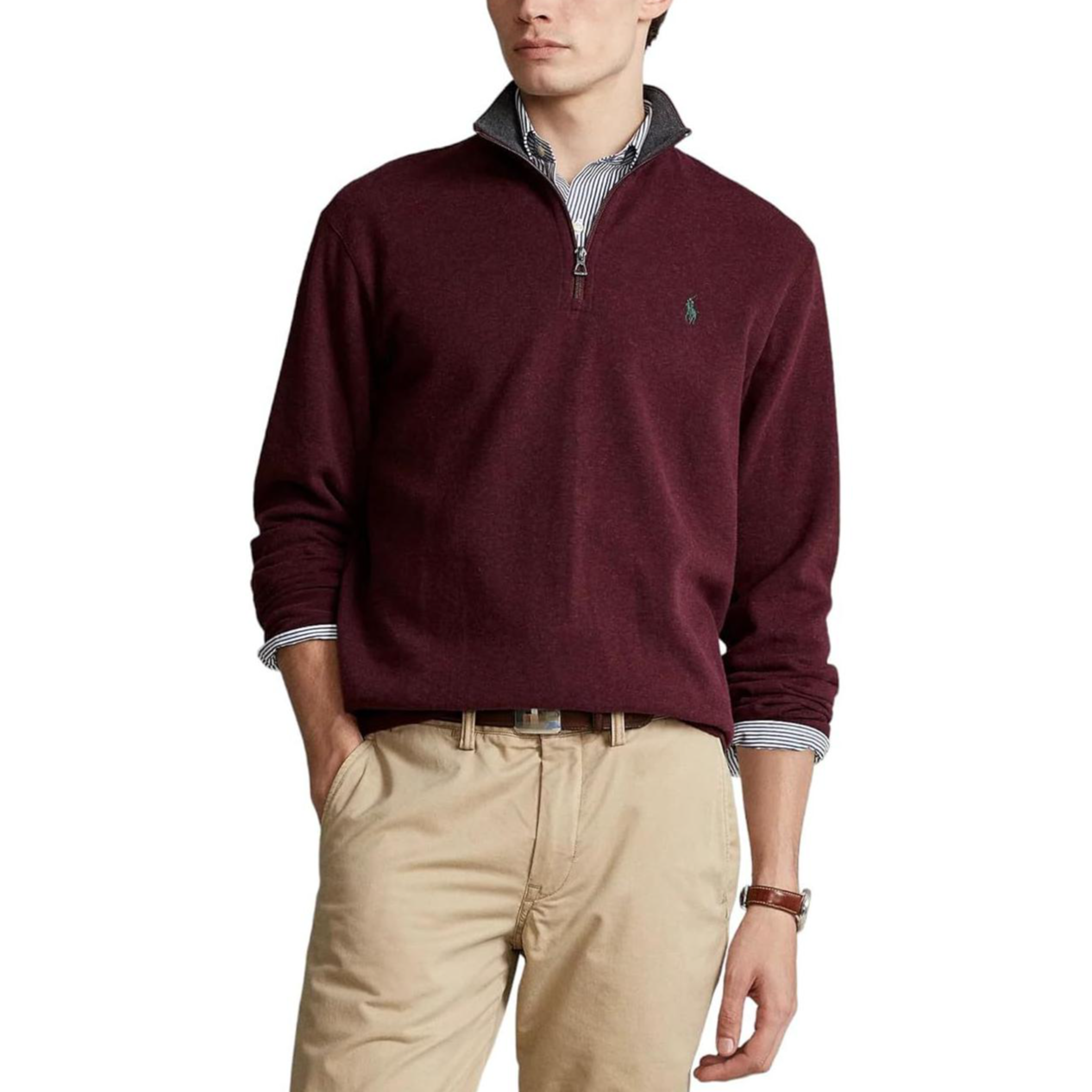 Polo Ralph Lauren FW23  Logo Embroidered Stand Collar Sweatshirt Maroon. 710812963-040 圖 3