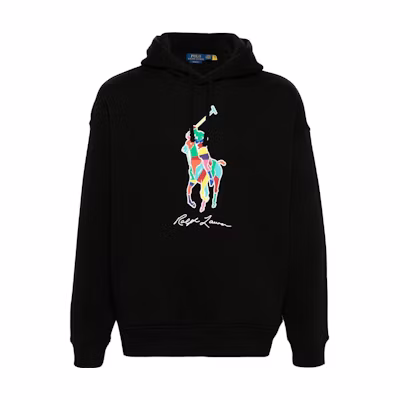 Polo Ralph Lauren FW23 Logo Hoodie - Black Long Sleeve Pullover. 710926613-002