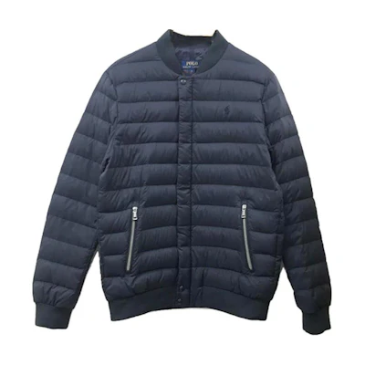 Polo Ralph Lauren FW23 Navy Blue Solid Baseball Collar Down Jacket. 710813403-001