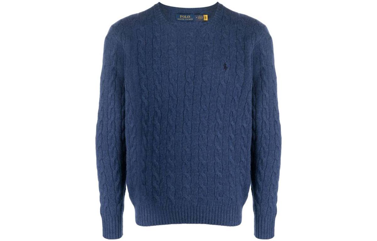 Polo Ralph Lauren FW23  Navy Cable Knit Wool Sweater with Embroidered Logo. 710876762-017 圖 2