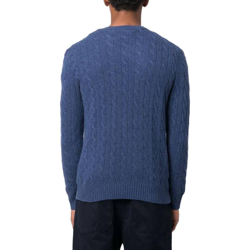 Polo Ralph Lauren FW23  Navy Cable Knit Wool Sweater with Embroidered Logo. 710876762-017 圖 4