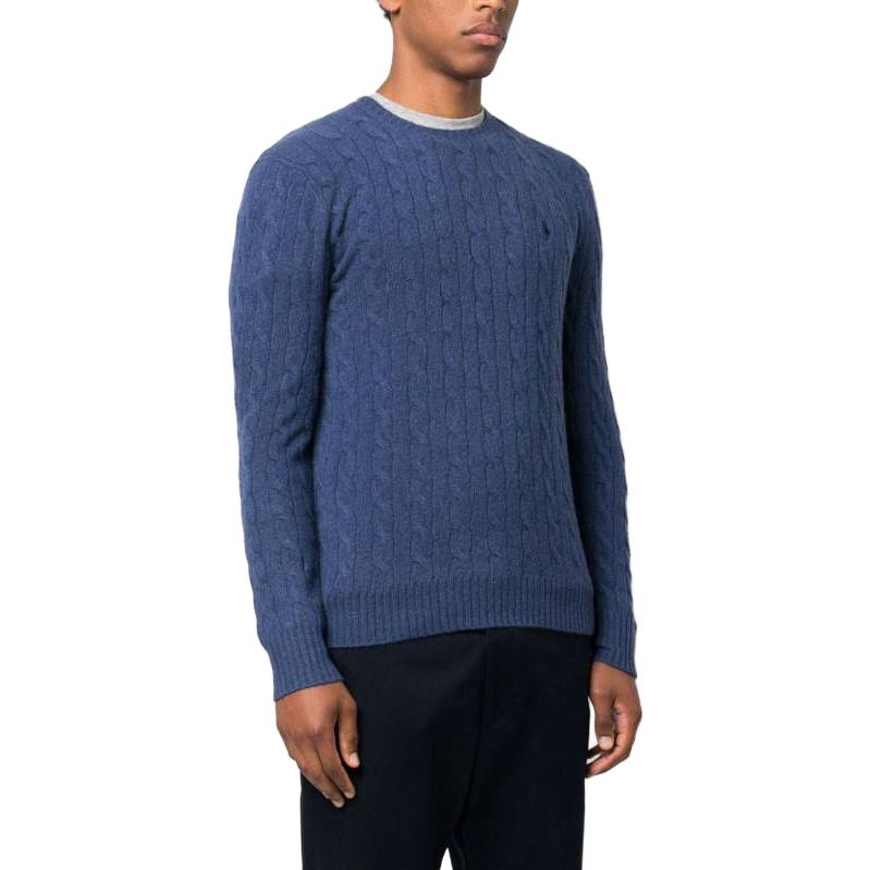 Polo Ralph Lauren FW23  Navy Cable Knit Wool Sweater with Embroidered Logo. 710876762-017 圖 5