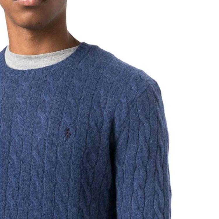 Polo Ralph Lauren FW23  Navy Cable Knit Wool Sweater with Embroidered Logo. 710876762-017 圖 6