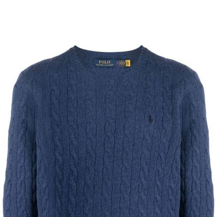 Polo Ralph Lauren FW23  Navy Cable Knit Wool Sweater with Embroidered Logo. 710876762-017 圖 7
