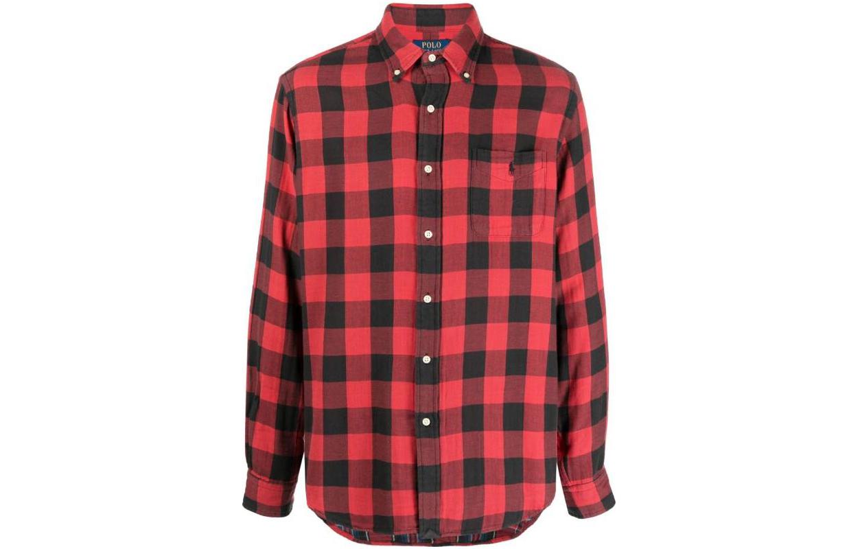 Polo Ralph Lauren FW23  Red Plaid Long-Sleeve Casual Shirt. 710922250-003