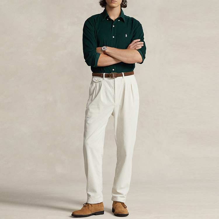 Polo Ralph Lauren FW23  Solid Color Button-Up Long Sleeve Shirt Green MNPOWOV16823237-300 圖 3