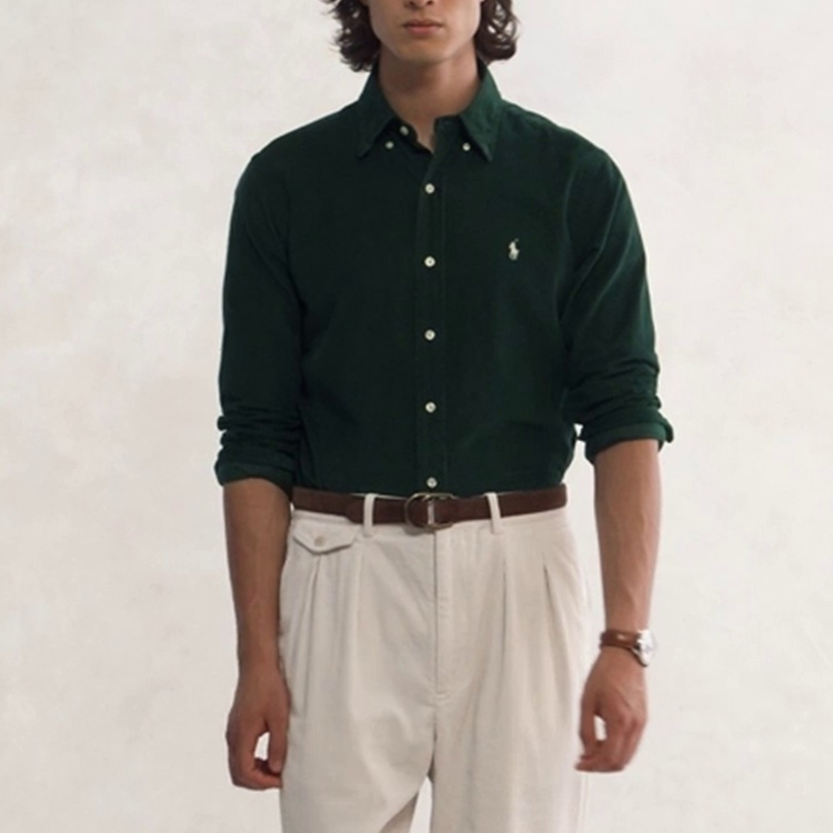 Polo Ralph Lauren FW23  Solid Color Button-Up Long Sleeve Shirt Green MNPOWOV16823237-300 圖 4