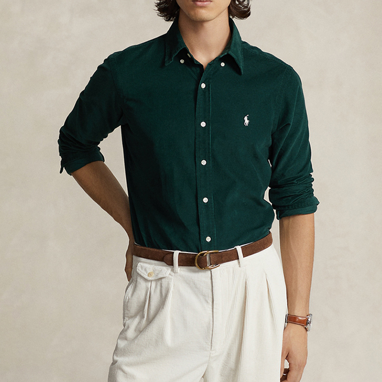 Polo Ralph Lauren FW23  Solid Color Button-Up Long Sleeve Shirt Green MNPOWOV16823237-300 圖 5