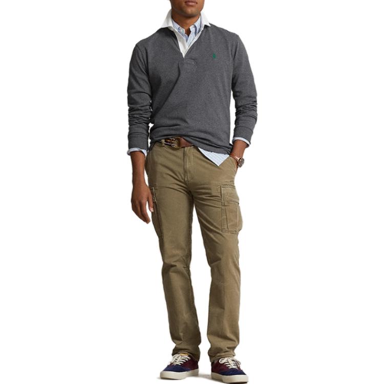 Polo Ralph Lauren FW23  Solid Color Casual Long-Sleeve Polo Shirt Grey MNPOKNI16823074-020 圖 3