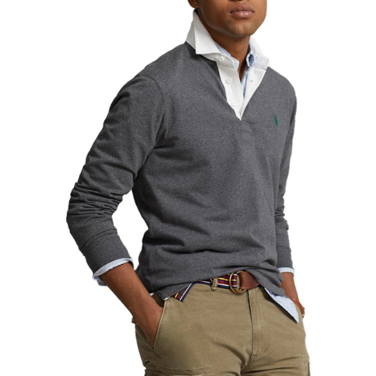 Polo Ralph Lauren FW23  Solid Color Casual Long-Sleeve Polo Shirt Grey MNPOKNI16823074-020 圖 5