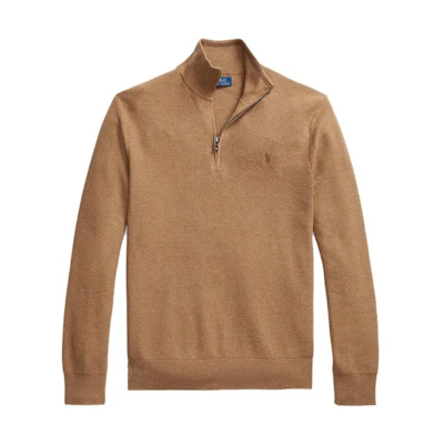 Polo Ralph Lauren FW23 Solid Half-Zip Knit Sweater Brown. MNPOSWE16821697-200
