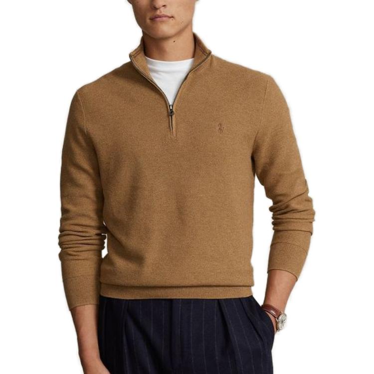 Polo Ralph Lauren FW23  Solid Half-Zip Knit Sweater Brown. MNPOSWE16821697-200 圖 5