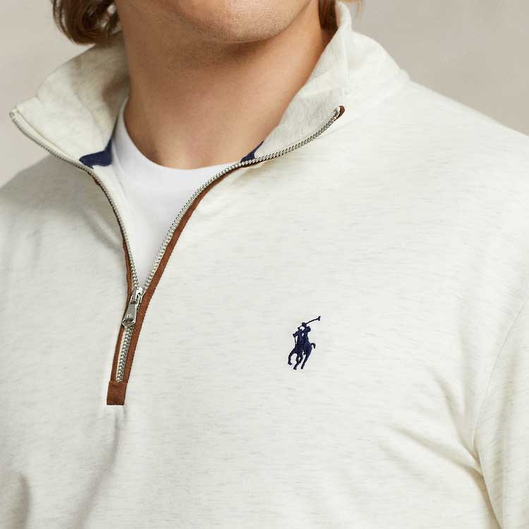 Sizing Polo Ralph Lauren FW23 Putih Baju Sejuk Longgar Kasual Leher Separuh-Tinggi. MNPOKNI16823300-101