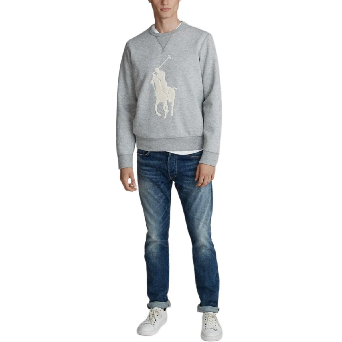 Lookbook Polo Ralph Lauren FW23 Sweatshirt Lelaki Logo Kuda Besar Kelabu. MNPOKNI16820035-020