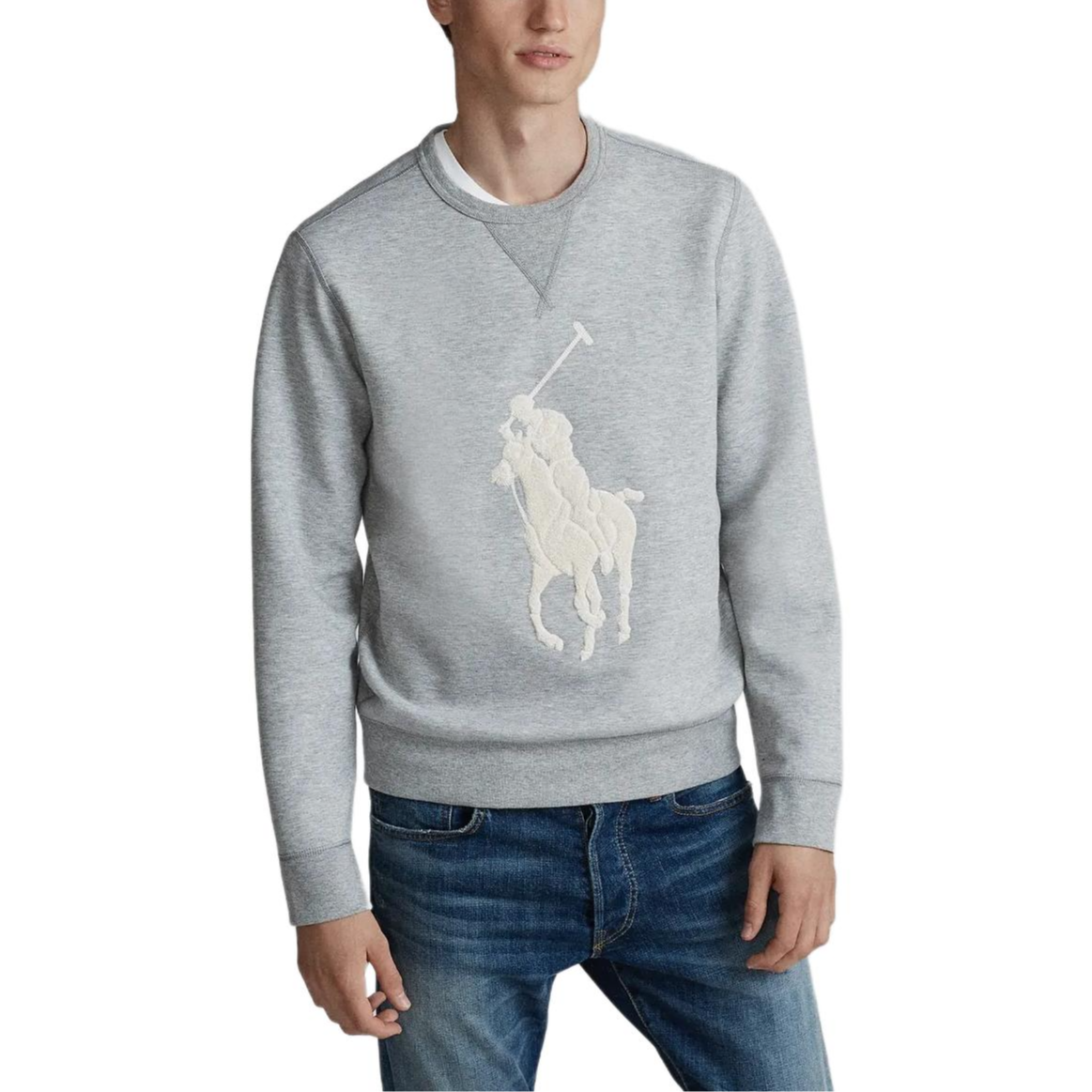 Shop Polo Ralph Lauren FW23 Sweatshirt Lelaki Logo Kuda Besar Kelabu. MNPOKNI16820035-020