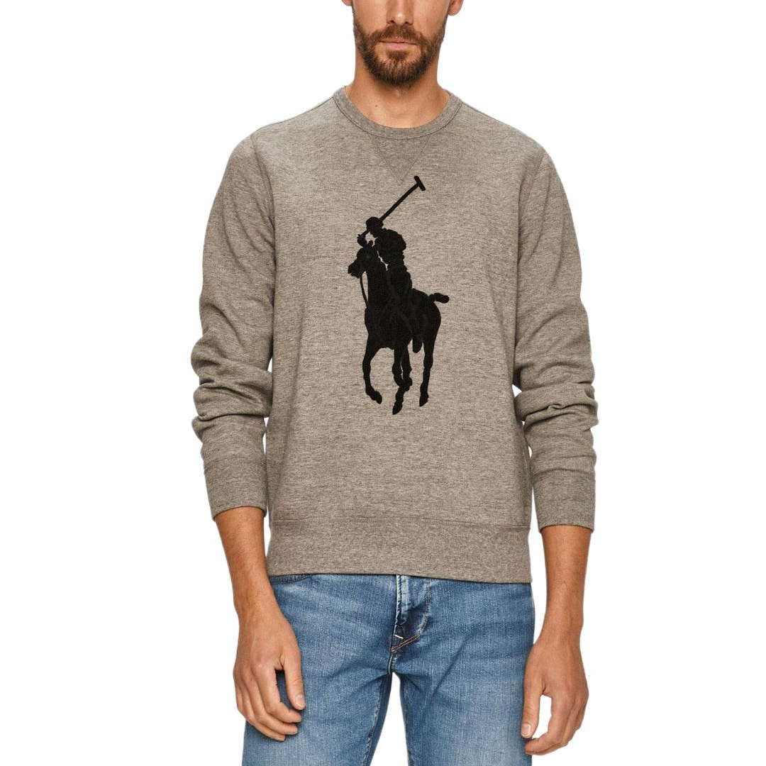 Polo Ralph Lauren FW23 Big Pony Logo Embroidered Crewneck Sweatshirt Grey  710766862-013