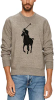 Polo Ralph Lauren FW23 Big Pony Logo Embroidered Crewneck Sweatshirt Grey 710766862-013 Polo Ralph Lauren FW23 Big Pony Logo Embroidered Crewneck Sweatshirt Grey 710766862-013