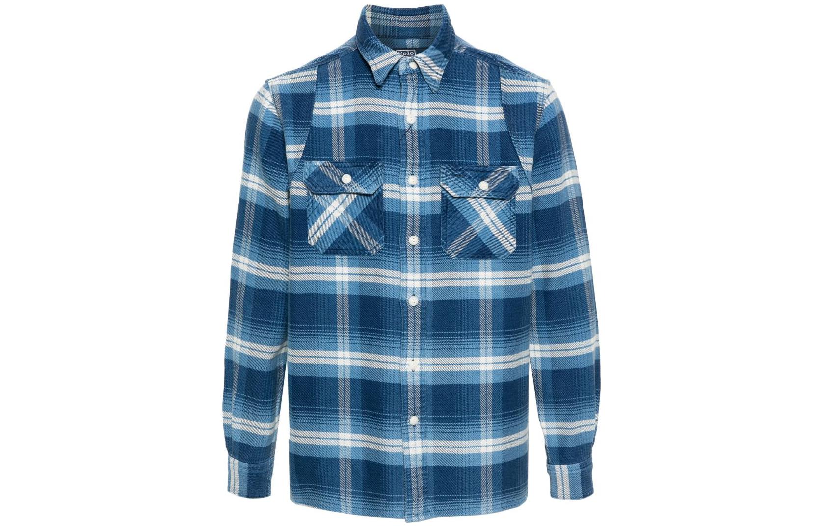 Polo Ralph Lauren FW23 Blue Plaid Print Button-Up Long Sleeve Shirt Men. 710925322-001