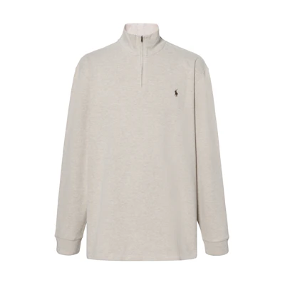 Polo Ralph Lauren FW23 Classic Embroidered Logo Half-Zip Oatmeal Sweatshirt Men 710635035-039