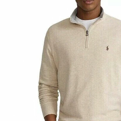 Polo Ralph Lauren FW23 Half-Zip Sweatshirt Pria Logo Bordir Klasik Oatmeal. 710635035-039 Shop Polo Ralph Lauren FW23 Half-Zip Sweatshirt Pria Logo Bordir Klasik Oatmeal. 710635035-039