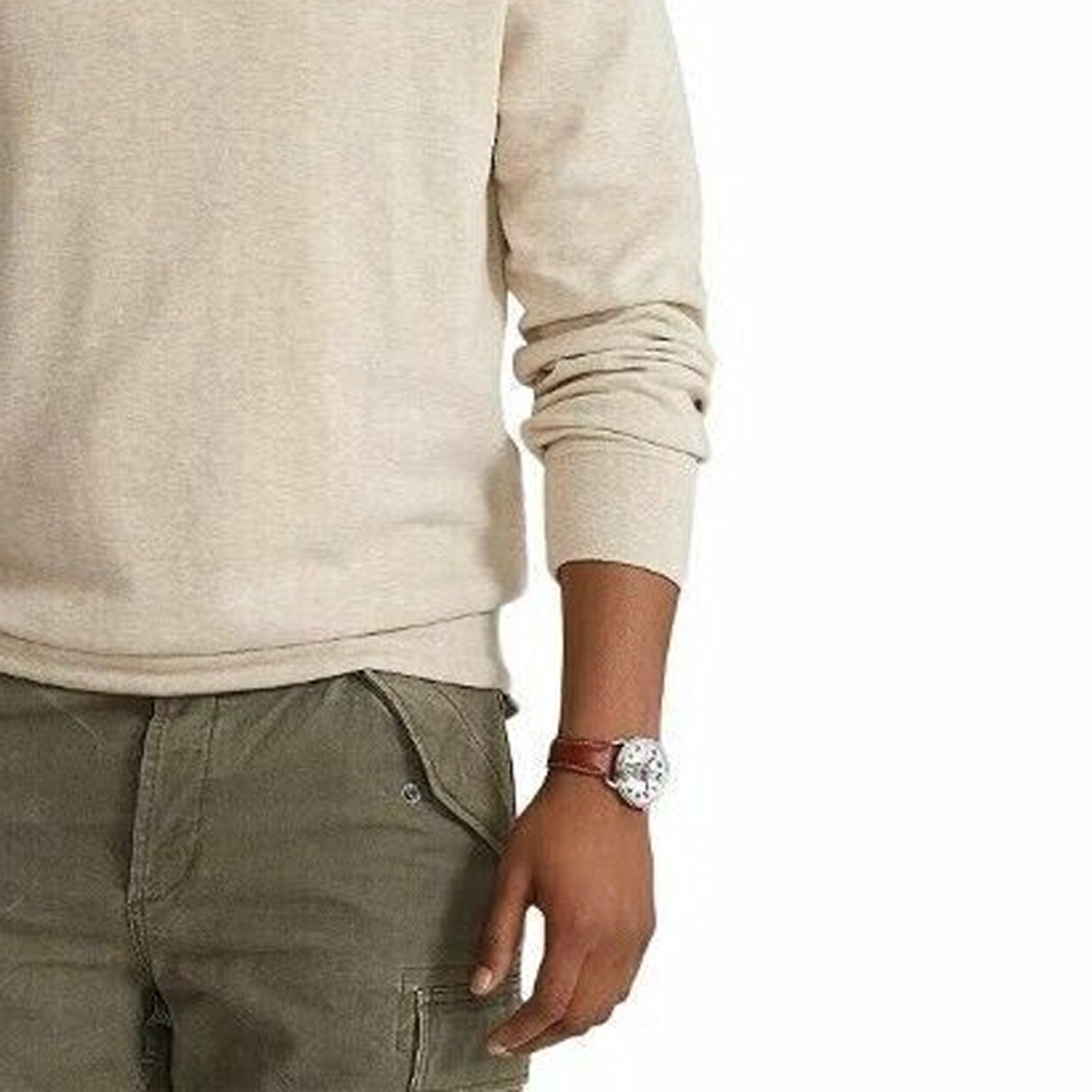 Purchase Polo Ralph Lauren FW23 Half-Zip Sweatshirt Pria Logo Bordir Klasik Oatmeal. 710635035-039