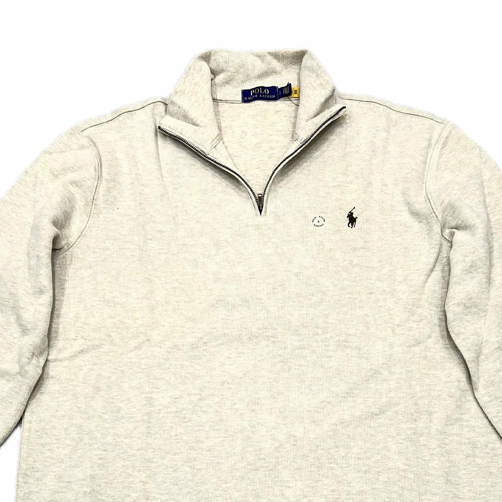Details for Polo Ralph Lauren FW23 Half-Zip Sweatshirt Pria Logo Bordir Klasik Oatmeal. 710635035-039
