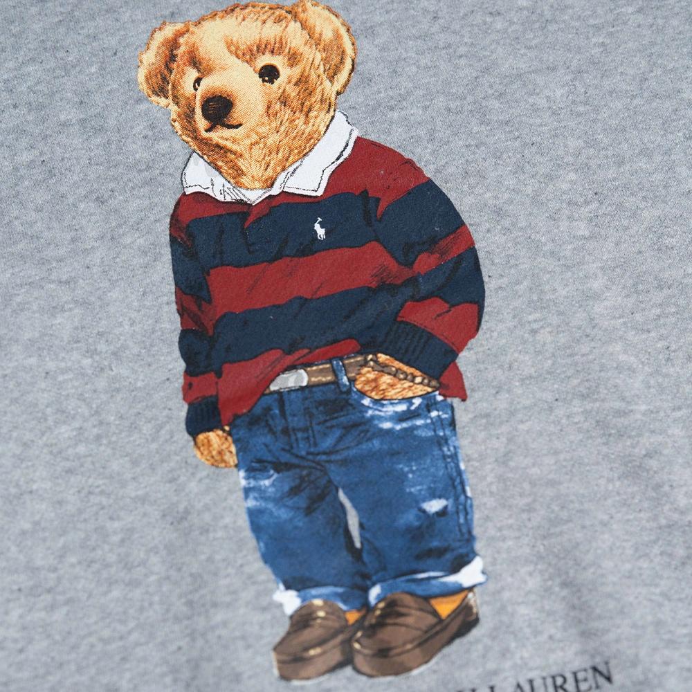 Shop Polo Ralph Lauren FW23 灰色熊标徽标羊羔绒连帽衫 710790597-002